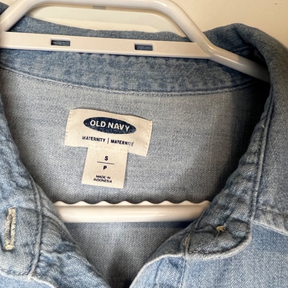 Denim Maternity Top Long Sleeve 100% Cotton Old Navy Size S - Picture 4 of 15